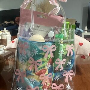 Colorful Gift Bag with Pink Bow Accents
